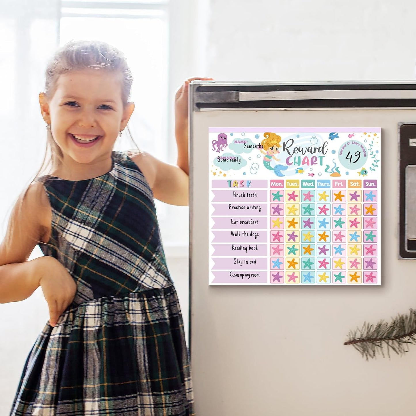 Reward Chart for Kids,Magnetic Behavior Chore Chart for Kids at Home,26 Mermaid Chore Charts,1960