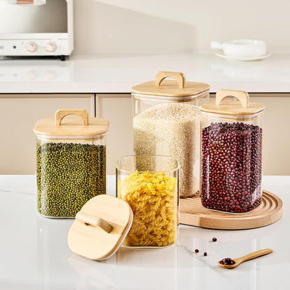 Sweejar 4 qt Large Jars with Bamboo Lids, 1 Gallon Glass Candy Jar with Lid, Sugar/Flour Storage