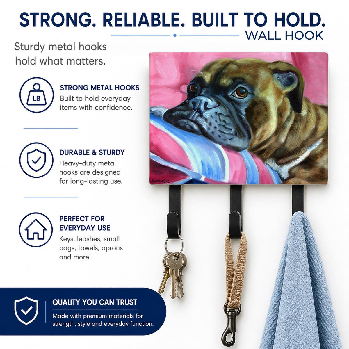 Caroline's Treasures 7347TH68 Fawn Boxer Leash or Key Holder, Wall Hooks, Key Hooks Holder, Coat