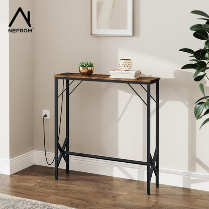 31.5‘’ Console Table, Skinny Entryway Table with Fast-Charging Station, Narrow Long Sofa Table