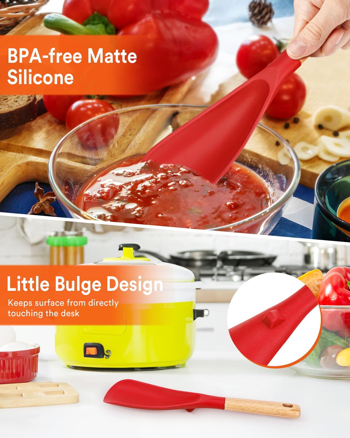 Cooking Spoon and Scraper for Nonstick Cookwares, Great for Cooking and Serving Durable BPA-Free
