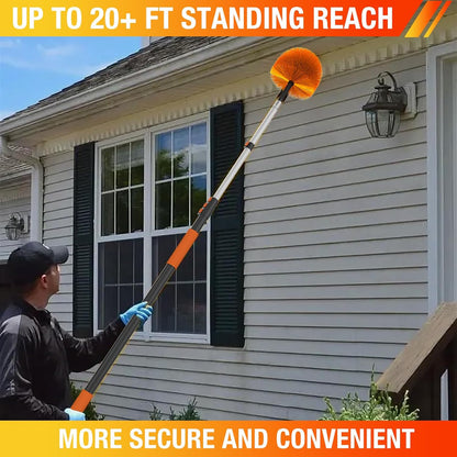 20FT (26FT Reach) Cobweb Duster with Extension Pole, Spider Web Brush for Cleaning Extendable