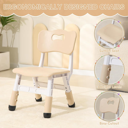 Height-Adjustable Kids Table and Chairs, 31.5''L x 23.6''W Toddler Table and 4 Chairs Set with