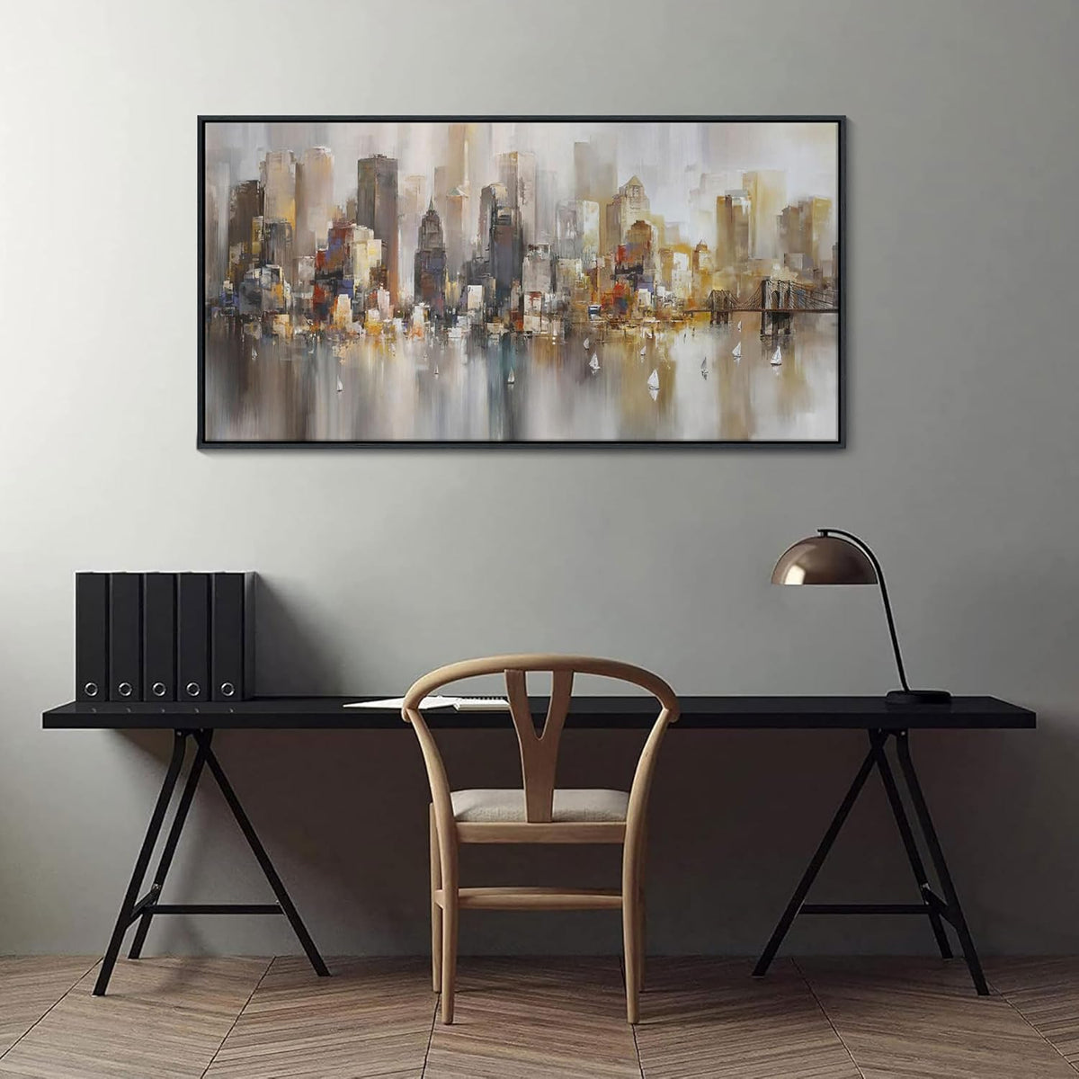 New York City Wall Art -Framed Modern Abstract Wall Art for Living Room, Office & Bedroom Cityscape