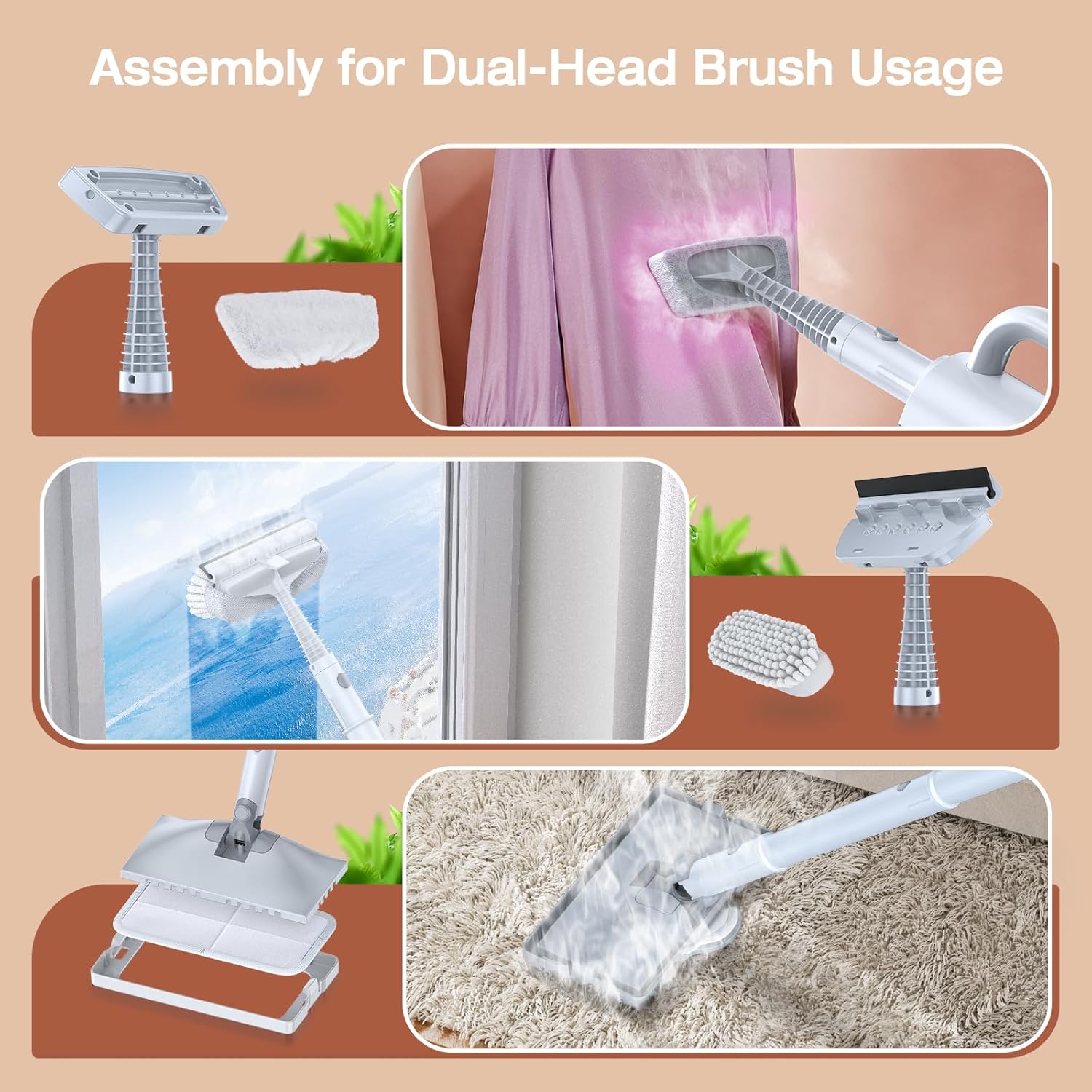 ScrubWiz Steam Mop Cleaner with Detachable Handheld Steamer, 10-in-1 Multi Accessories, Washable