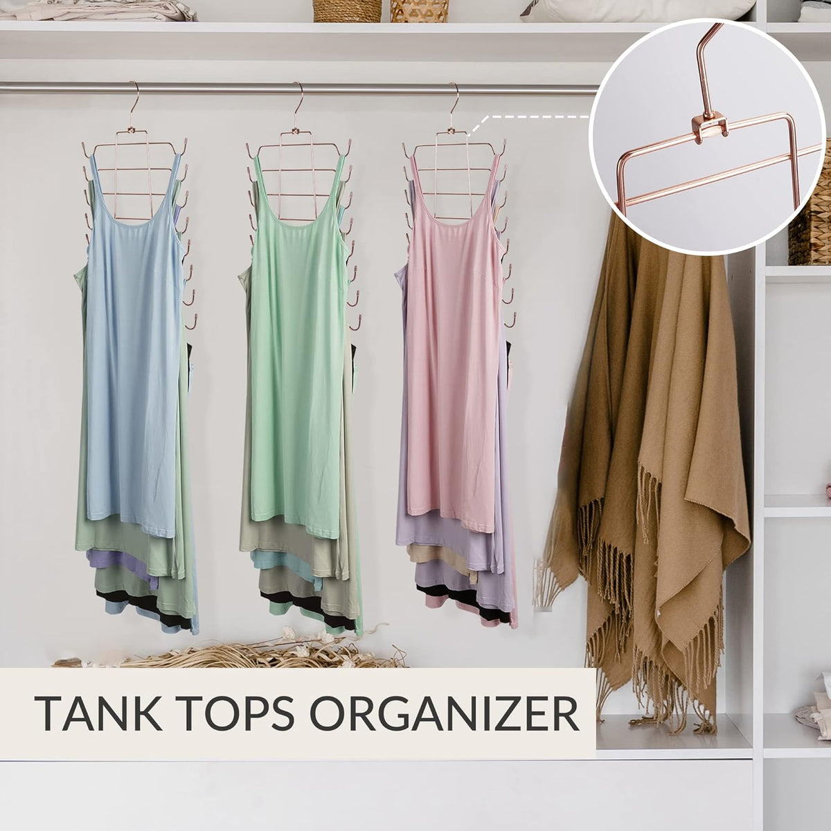 ZEDODIER Tank Top Hanger, 4 Pack Space Saving Bra Hangers, Non-Slip Hanging Sport Bras Holder