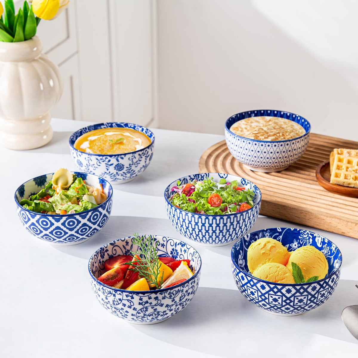 Ceramic Dessert Bowls Set - 11 Oz Small Ice Cream Bowl for kitchen - 4.7 Inch Porcelain Cereal Bowl