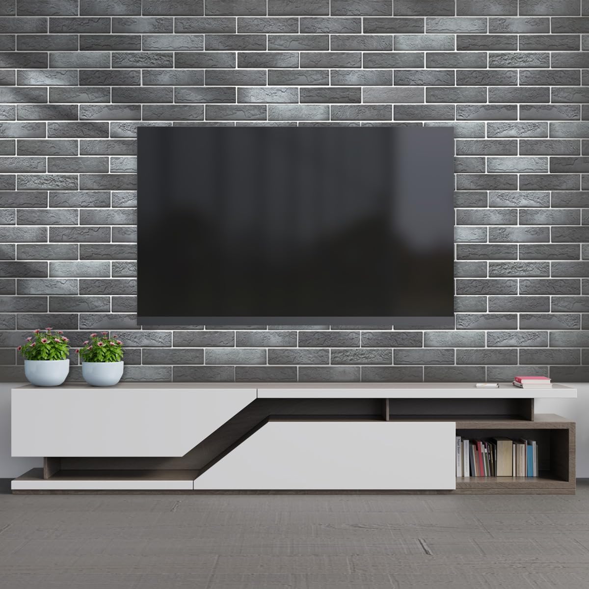 Vintage Faux Brick Wall Tiles, 3D Thin Brick Veneers for Bedroom, Bathroom, Kitchen, Fireplace and
