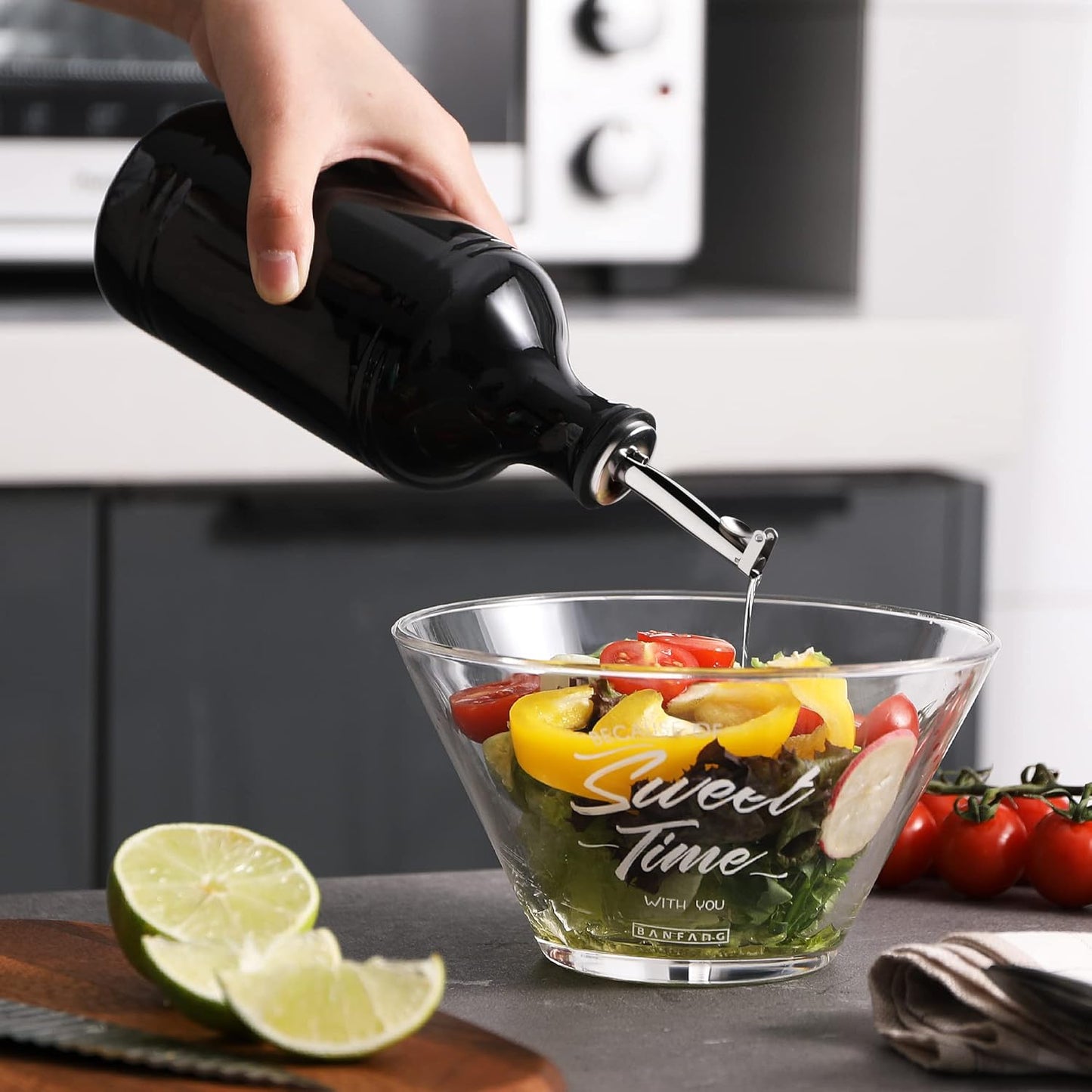 Sweejar Ceramic Olive Oil Dispenser Bottle, Opaque Oil Cruet Protects Oil to Reduce Oxidation