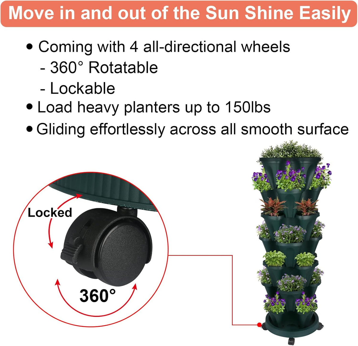 Vertical Planter 7 Tier Stackable Planters Garden Planters Strawberry Herb Flower and Vegetable