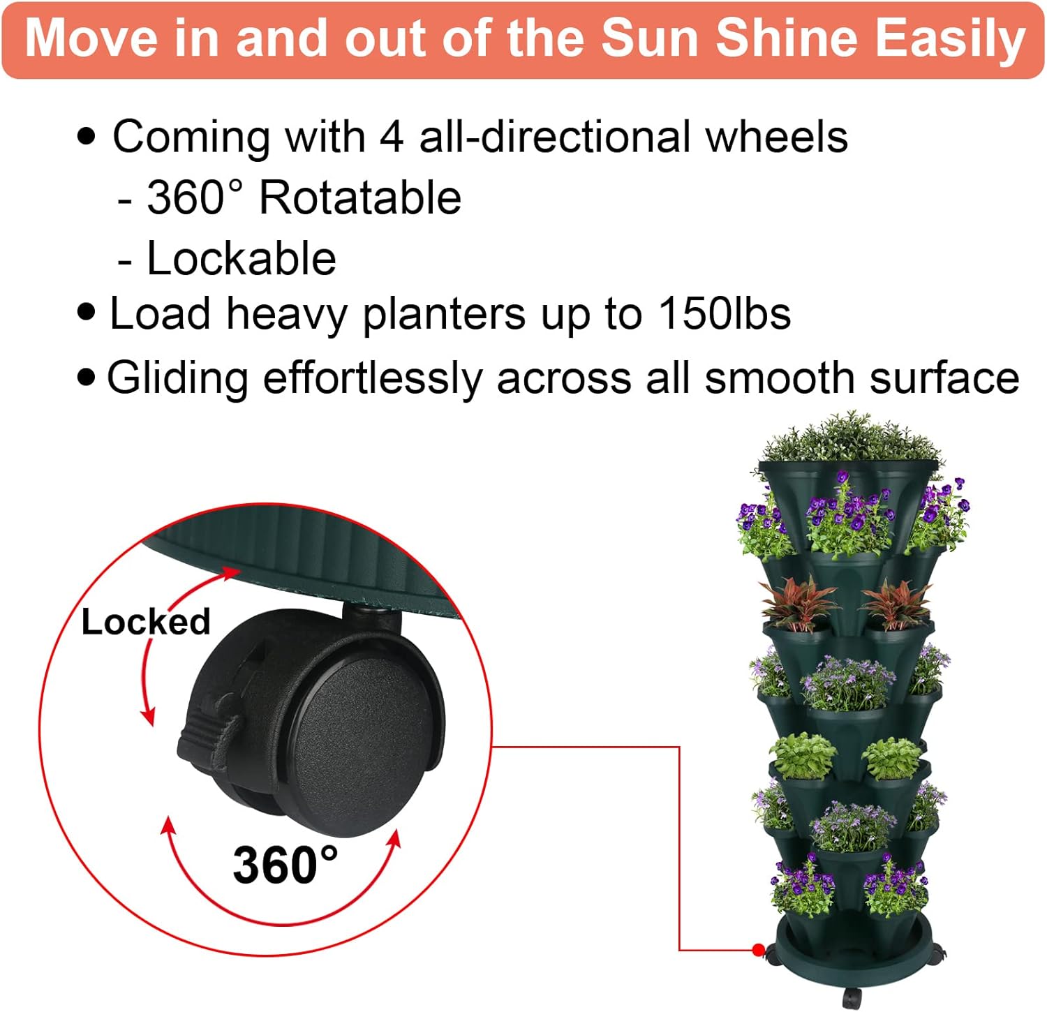 Vertical Planter 7 Tier Stackable Planters Garden Planters Strawberry Herb Flower and Vegetable