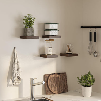 Square Floating Shelves for Wall, 8" W x 8" D x 1.2" H, Small Wooden Wall Mounted Display Shelves
