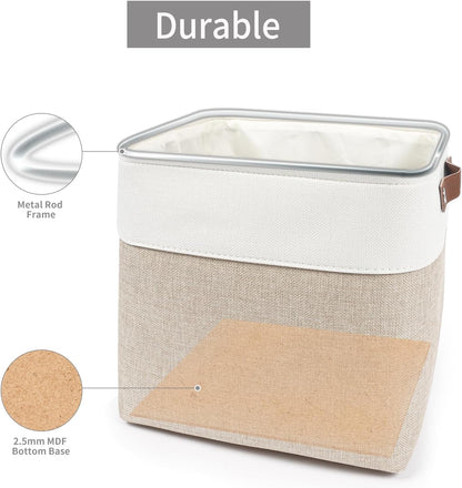 Collapsible Fabric Storage Cubes 11x11 Cube Storage Bins, 4 Pack Closet Baskets Box with Handles