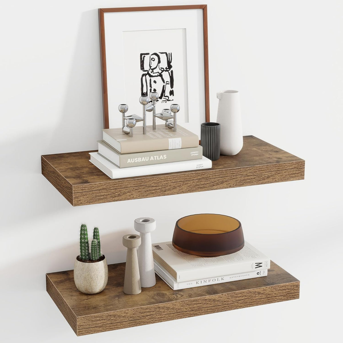 24 Inch Floating Shelves, 12 Inch Deep Floating Shelves for Wall, Floating Shelf with Invisible
