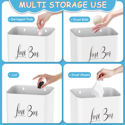 Sealegend Magnetic Lint Bin for Laundry Room with Dryer Lint Brush, Wall Mounted Trash Can