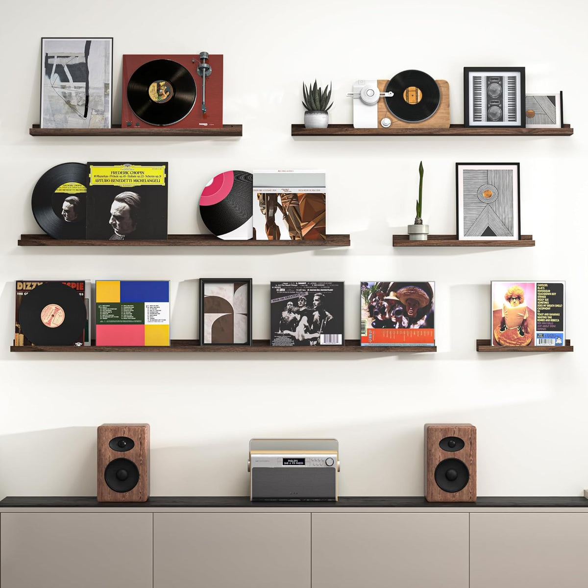 Heimlove Picture Ledge Shelf, Floating Shelves Set of 2, 36 Inches Picture Shelf for Wall with
