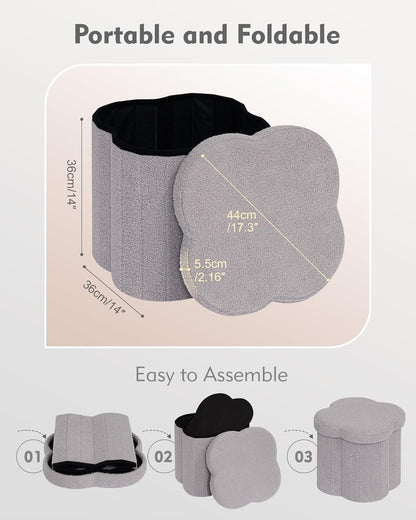B FSOBEIIALEO Storage Ottoman Cube, Flowers Shaped Ottomans with Storage Foot Stool Footrest