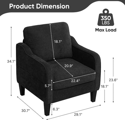 Accent Chair for Living Room, Mid Century Modern Reading Chair for Bedroom, Upholstered Armchair