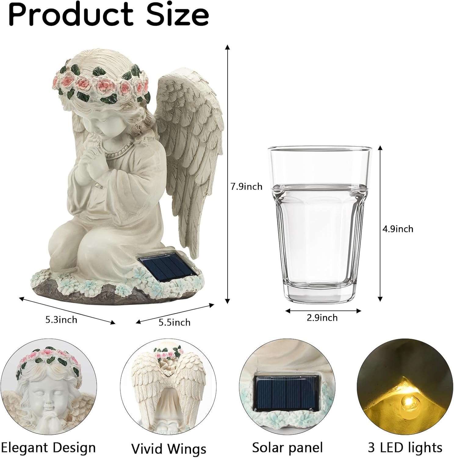 Solar Angel Prayer Statue, Memory Guardian Garden Decor with Warm Light - Religious Outdoor Decor