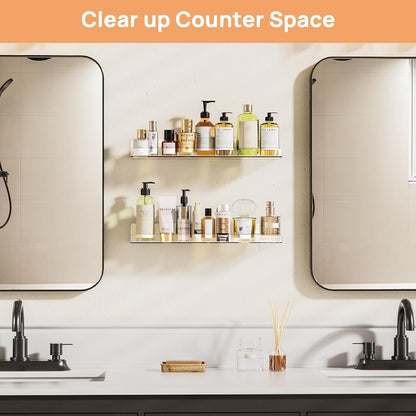 upsimples Acrylic Shelves for Bathroom Storage, 15" Floating Shelves Wall Organizer for Perfume