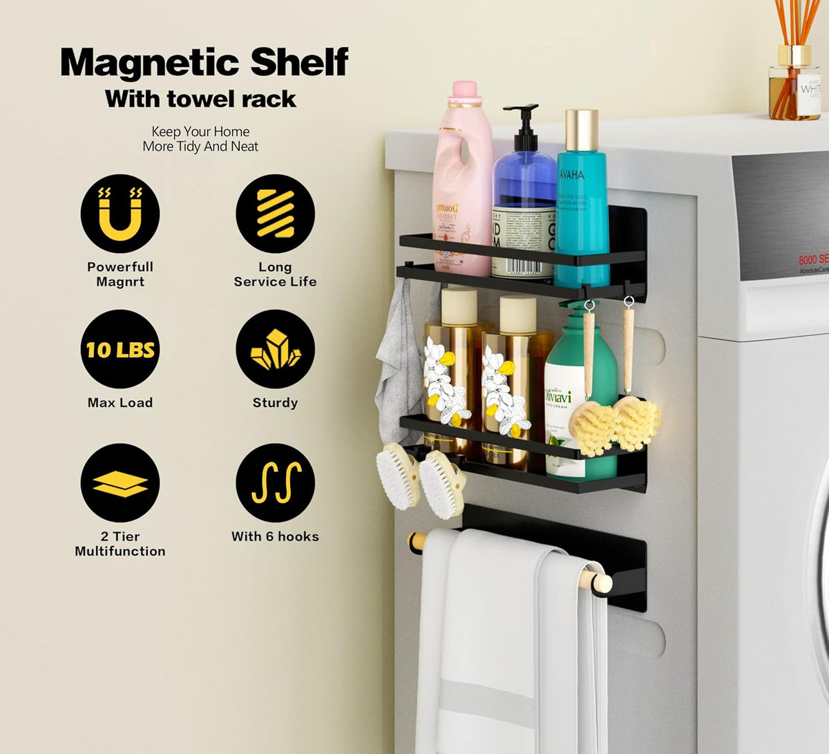 Magnetic Spice Rack for Refrigerator,Magnetic Shelf Fridge Organizer for Kitchen, Space Saver