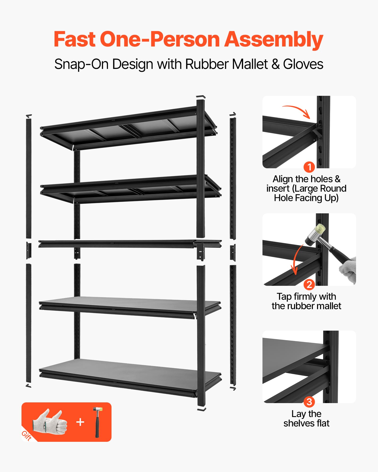 VEVOR Storage Shelves, 5-Tier Adjustable, 3000 lbs Capacity, Heavy Duty Garage Storage Shelving