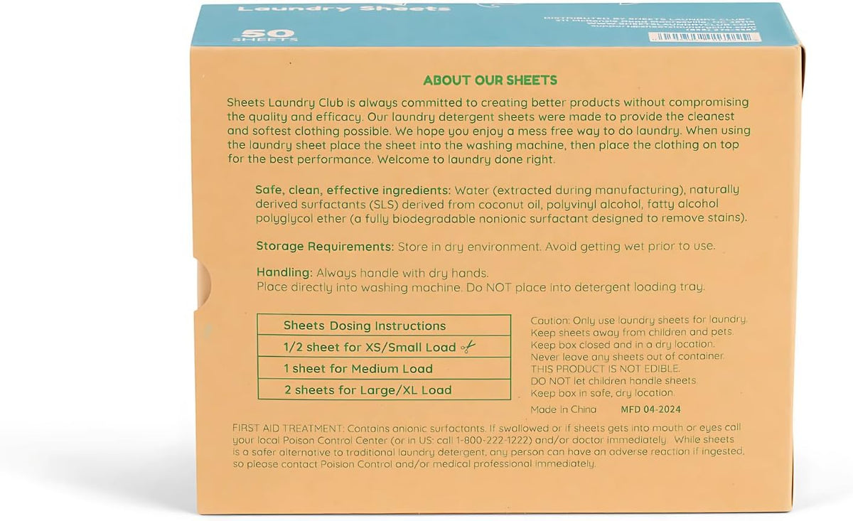 Sheets Laundry Club Laundry Detergent Sheets, 100 Loads - Fragrance Free Scent, Eco-Friendly