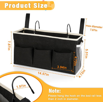 Bedside Caddy Bedside Organizer Bedside Storage Caddy with Fixed Straps and Water Bottle Holder for