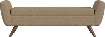 HomePop Modern Storage Bench with Wood Legs Home Décor|Bench with Storage for Living Room & Bedroom