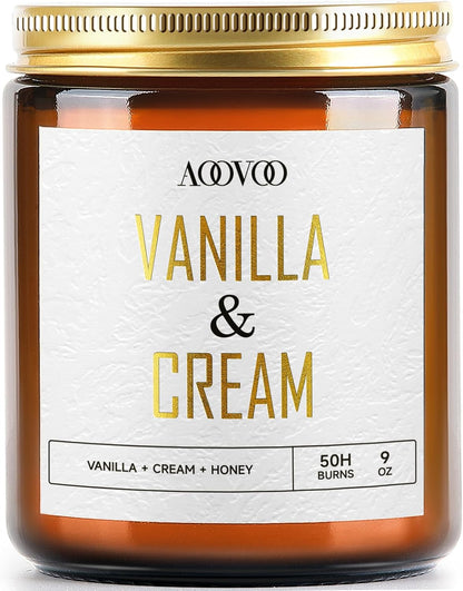 AOOVOO Vanilla Cream Candles - 9 oz Scented Candles, Aromatherapy Candle, Soy Candle for Home