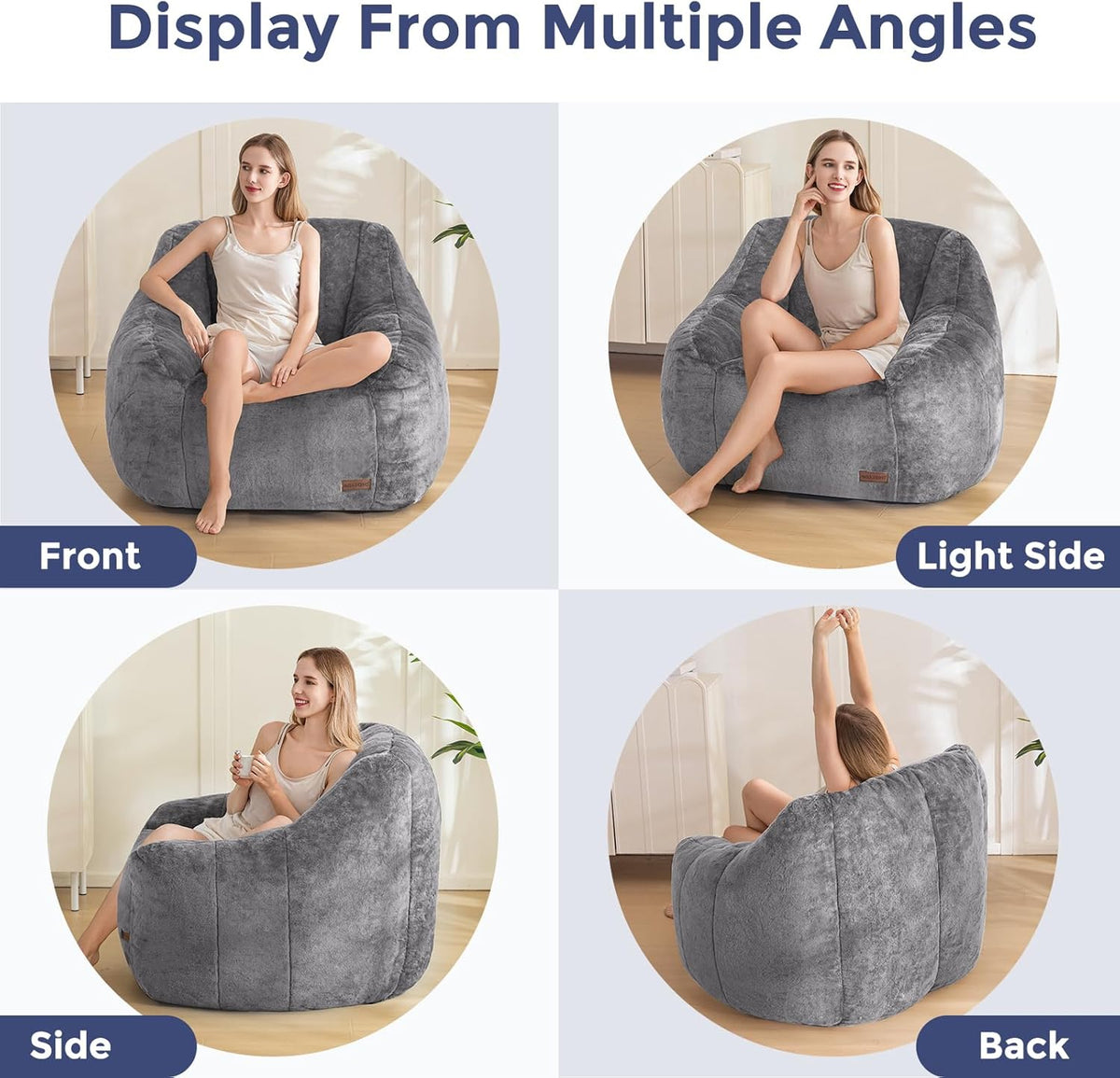 MAXYOYO Bean Bag Chair, Comfy Bean Bag Sofa with Back Support, Faux Fur Bean Bag Chair for Adults