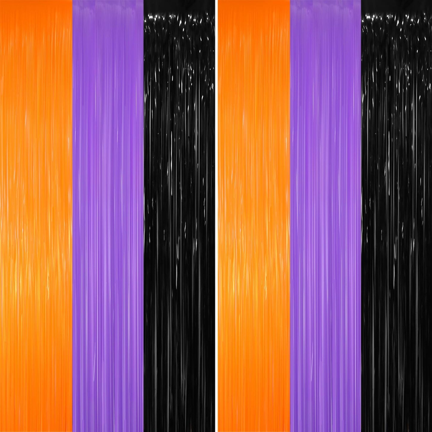 GOER 6.4 ft x 8.2 ft Metallic Tinsel Foil Fringe Party Backdrop for Halloween Birthday Graduation