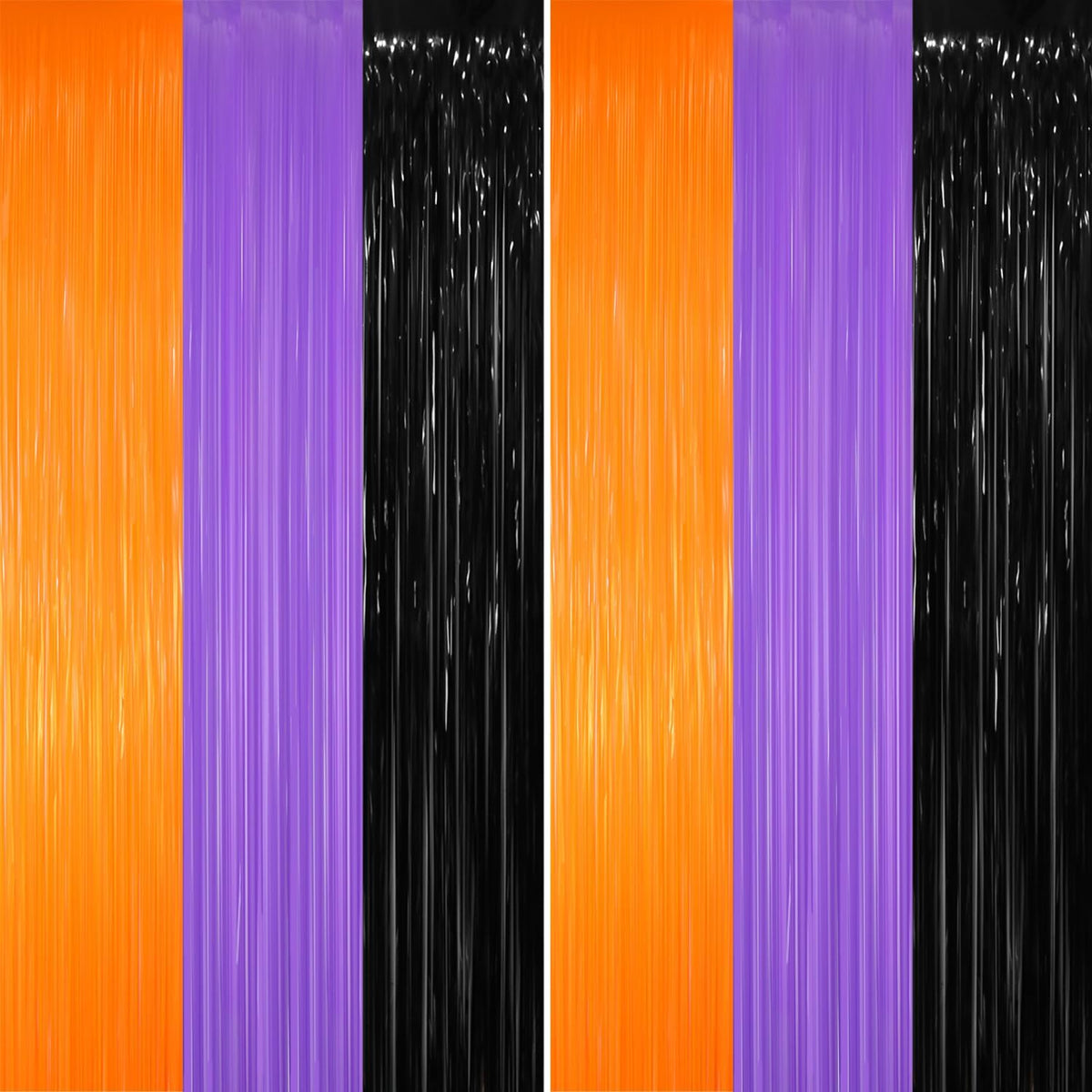GOER 6.4 ft x 8.2 ft Metallic Tinsel Foil Fringe Party Backdrop for Halloween Birthday Graduation