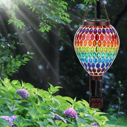 VOREEN Hot Air Balloon Solar Lantern, Mosaic Solar Outdoor Hanging Wind Light, Waterproof, Patio