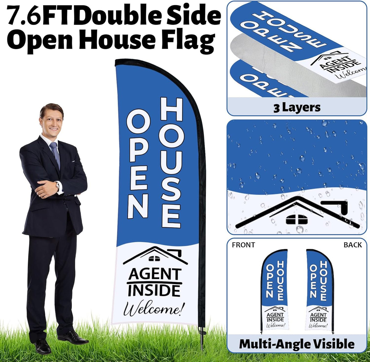 44 Pcs Open House Signs for Real Estate Agent Supplies, Double Sided Open House Flag Kit for