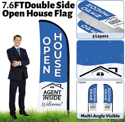 44 Pcs Open House Signs for Real Estate Agent Supplies, Double Sided Open House Flag Kit for