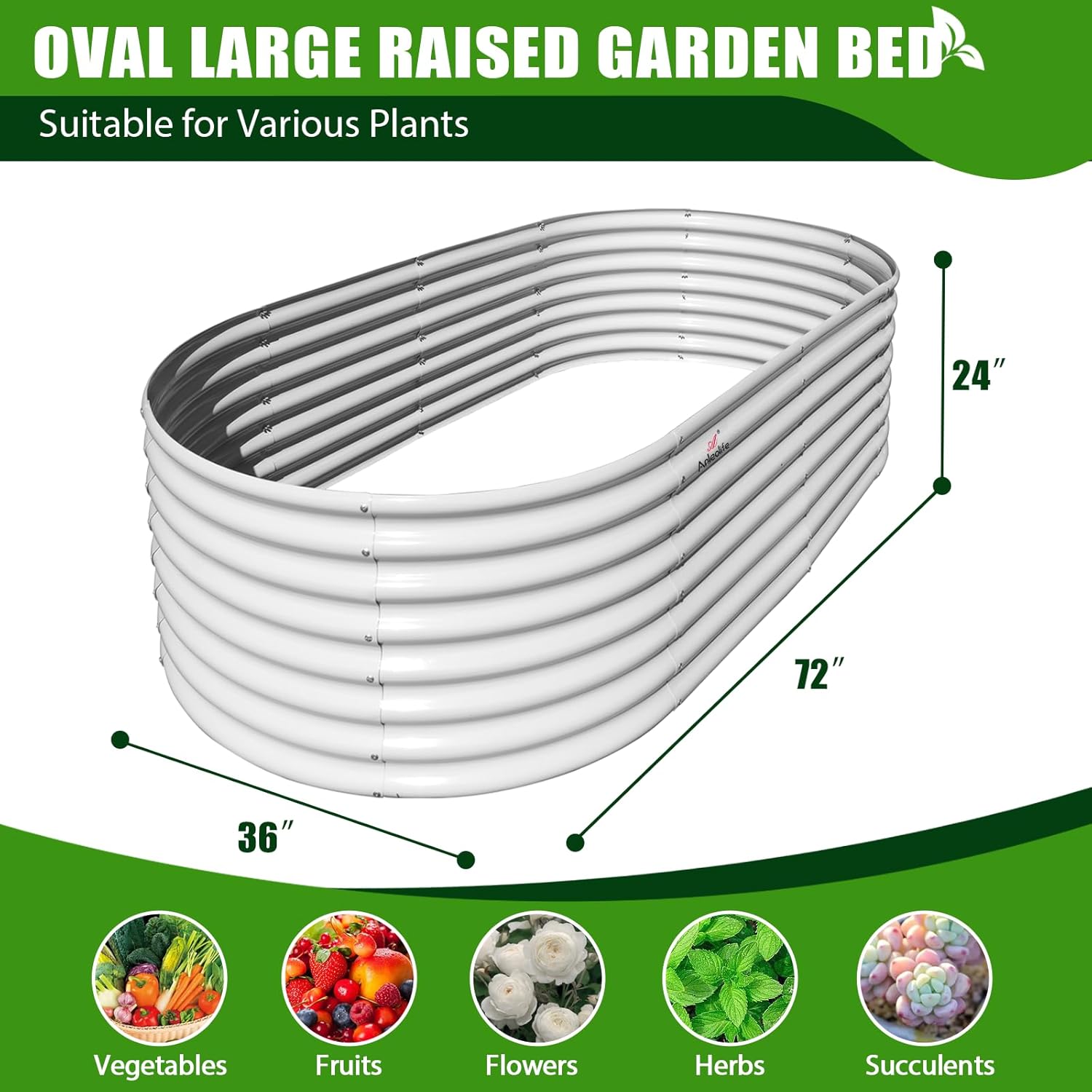 A ANLEOLIFE 6X3X2 ft Galvanized Raised Garden Beds Outdoor-6 Pack, Oval Large Metal Deep Root