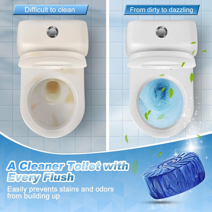 KIISIISO Automatic Toilet Bowl Cleaner Tablets，Bathroom Toilet Tank Cleaner，Blue Clean