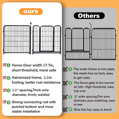 Garden Fences with Gate, 32 in(H)×27 in(L) 16 Panels Total 35.4 Ft(L), Garden Animal Barrier, Fence