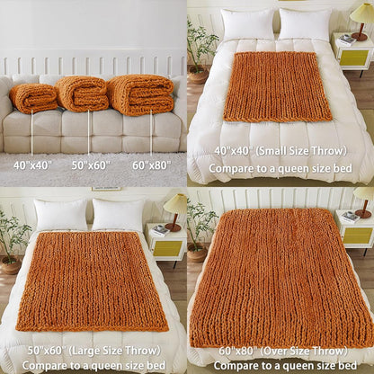 WESHIONGOO Chunky Knit Blanket Throw 50"×60" Knitted Throw Blankets for Couch Bed Fall Throw