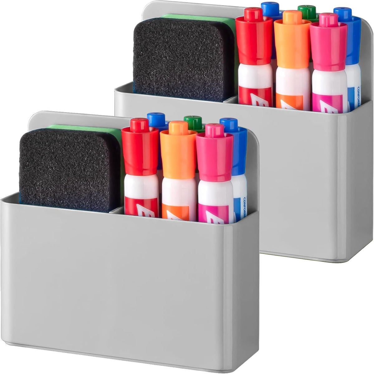 BEYGORM 2 Pack Plastics Magnetic Pen Holder for Refrigerator, Dry Erase Marker Holder for