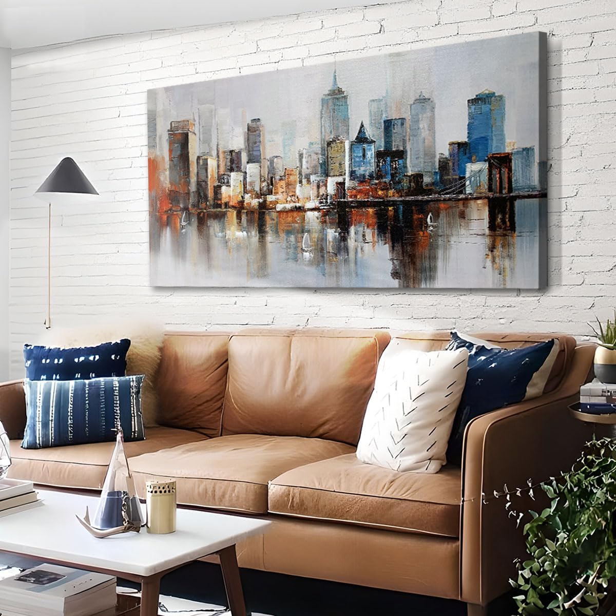 Arjun Brooklyn Bridge Wall Art Modern New York City Abstract Canvas Cityscape Painting Large Size