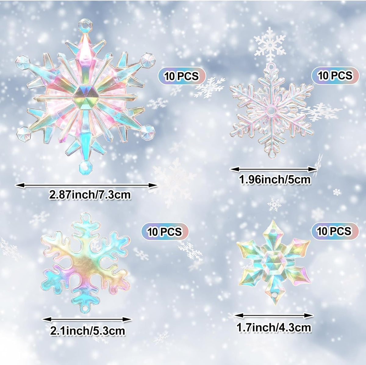 Dilunave 40 Pieces Christmas Snowflake Ornaments Acrylic Christmas Tree Decorations Crystal