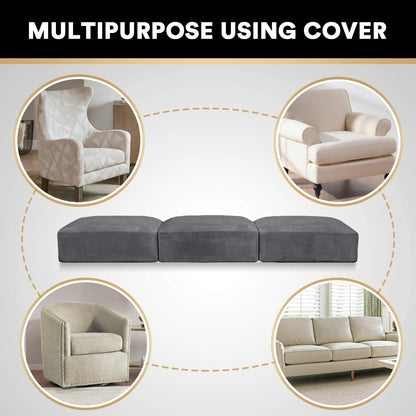 PrinceDeco Velvet Stretch Couch Cushion Cover Extra Large Cushion Slipcover for Chair Loveseat Sofa