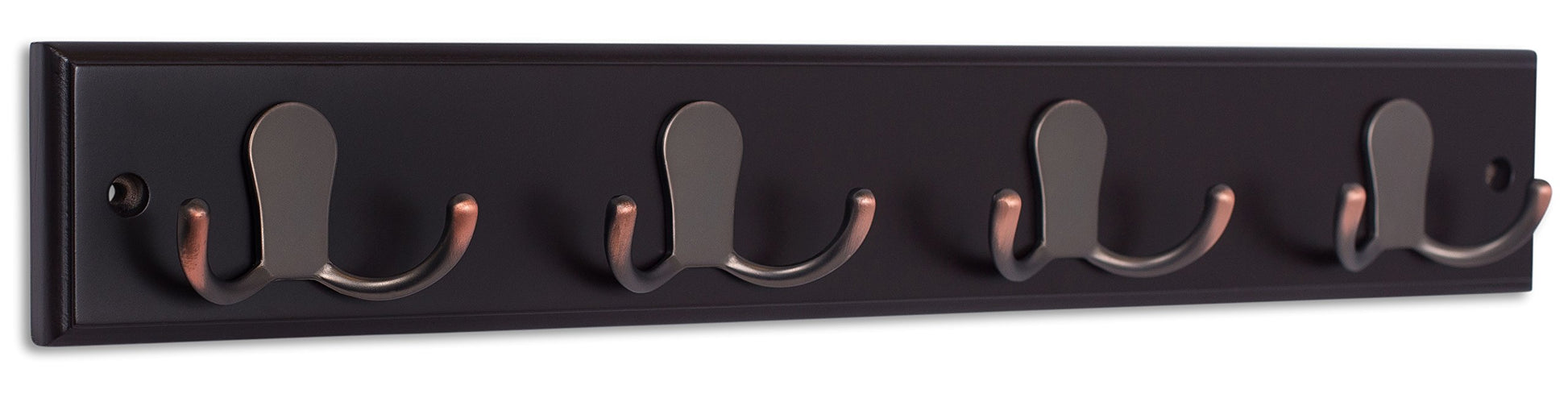 BIRDROCK HOME Dual Hook Coat Rack | 4 Dual Hooks | Wall Mounted Hat Key Rack Rail | Oil Rubbed