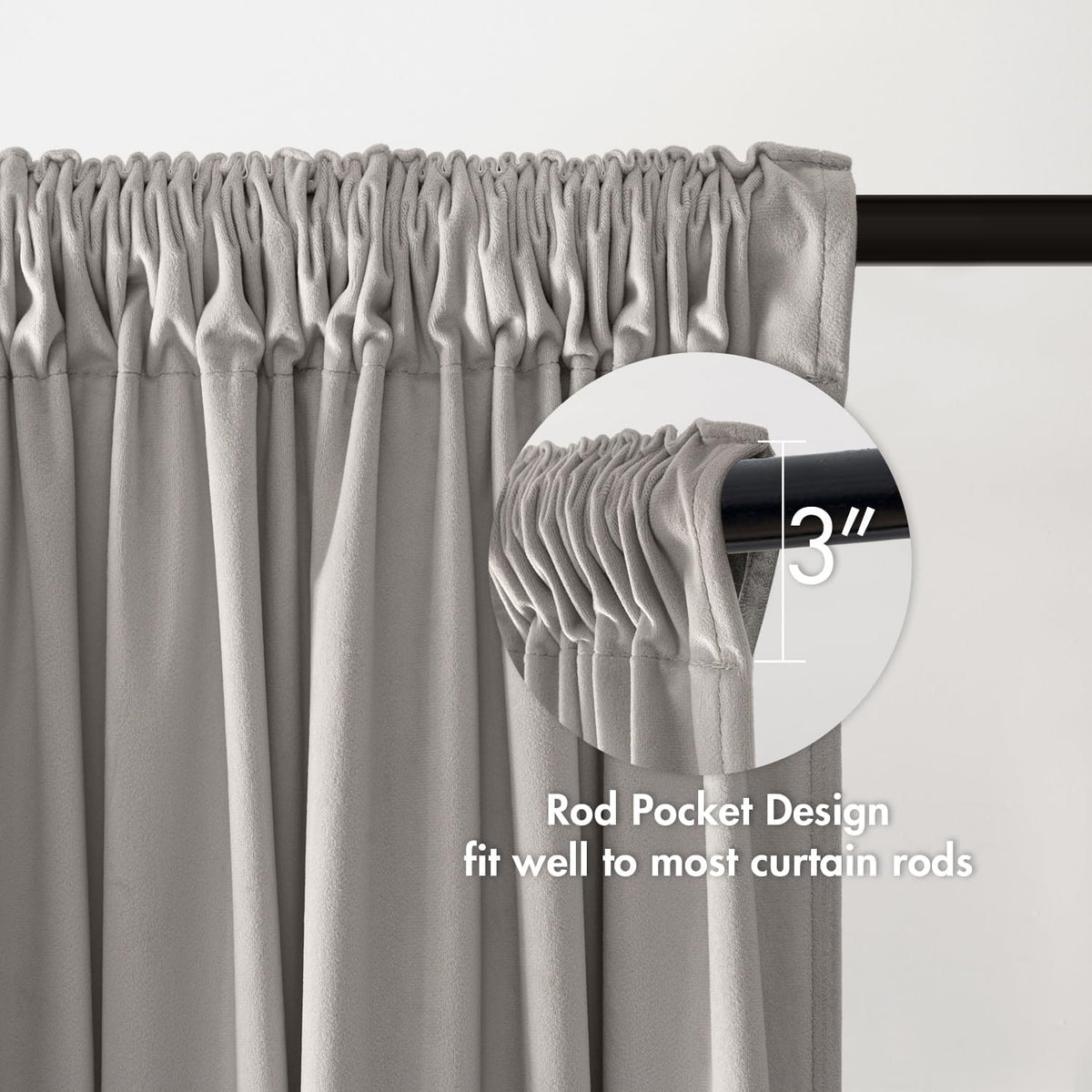 MIULEE Silver Velvet Curtains Thermal Insulated Blackout Curtain Drapes for Bedroom Living Room