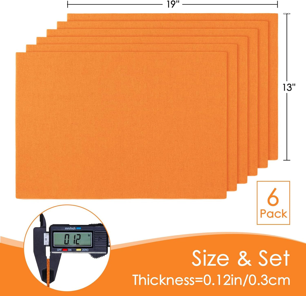 MANSPHIL Orange Cloth Placemats Set of 6, Double Layer Faux Linen Place Mats Heat Resistant