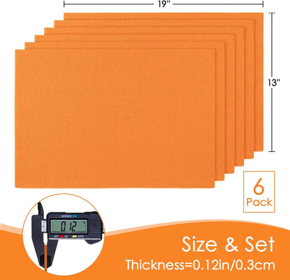 MANSPHIL Orange Cloth Placemats Set of 6, Double Layer Faux Linen Place Mats Heat Resistant