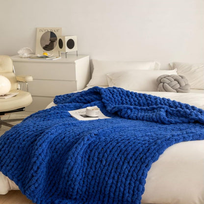 Chunky Knit Blanket Throw 40"x60", Chenille Throw Blankets, Handmade Warm & Cozy Blanket Couch Bed