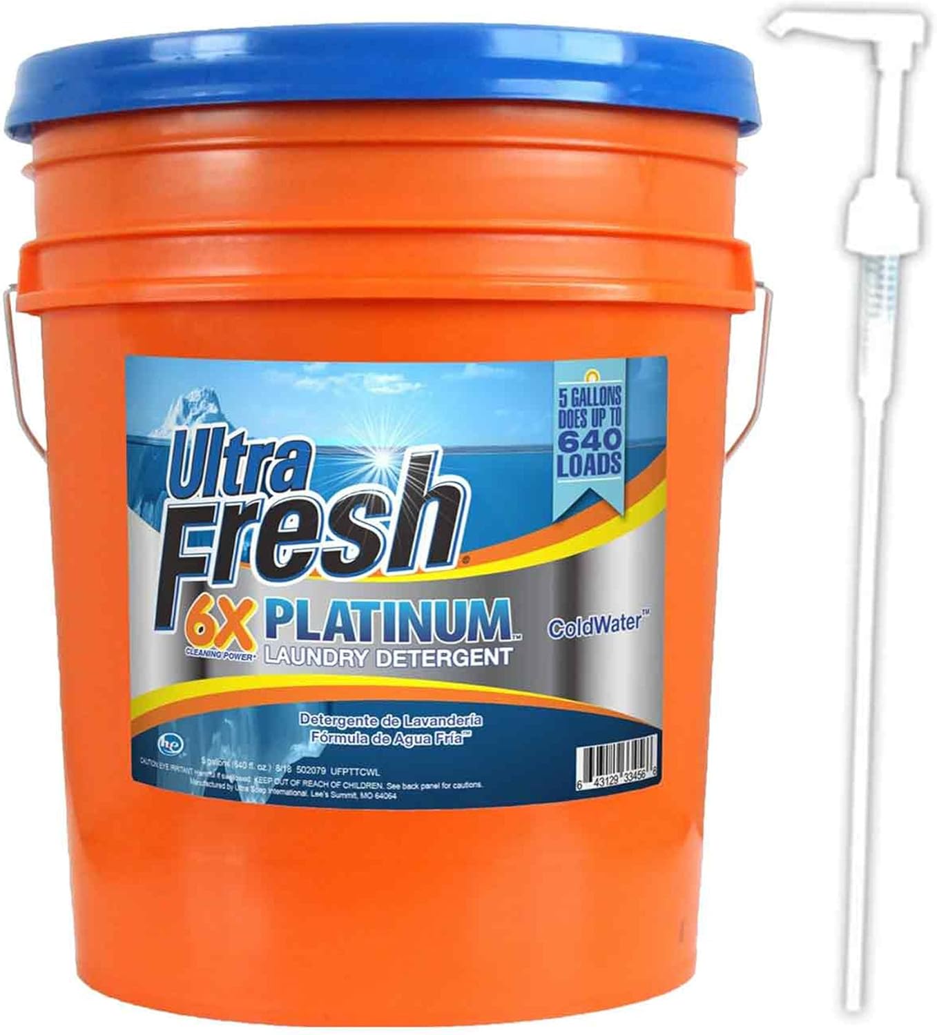 Ultra Fresh Liquid Laundry Detergent Washing Soap, 6X Platinum, ColdWater, 5 Gallon – Fabric Odor
